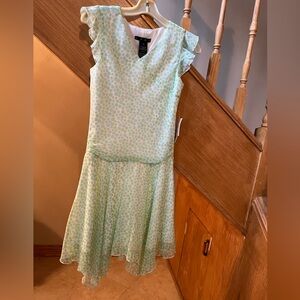 NWT 🏷️ GIRLS’ Green and white polka dot dress Size 14